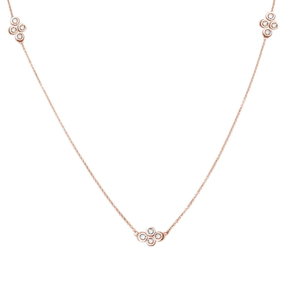 DIAMOND CLOSEOUT! .15cts 14k Rose Gold Diamond Station Necklace 18"