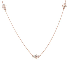 DIAMOND CLOSEOUT! .15cts 14k Rose Gold Diamond Station Necklace 18"