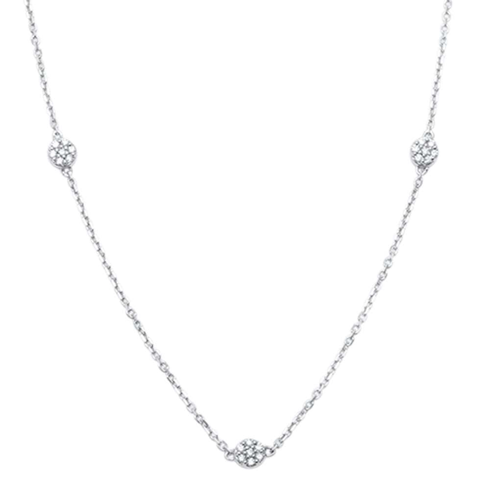 DIAMOND CLOSEOUT!  .16ct 14kt White Gold 3 Diamond Trendy Pendant 18" Necklace