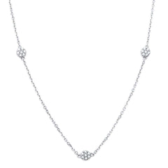 DIAMOND CLOSEOUT!  .16ct 14kt White Gold 3 Diamond Trendy Pendant 18" Necklace