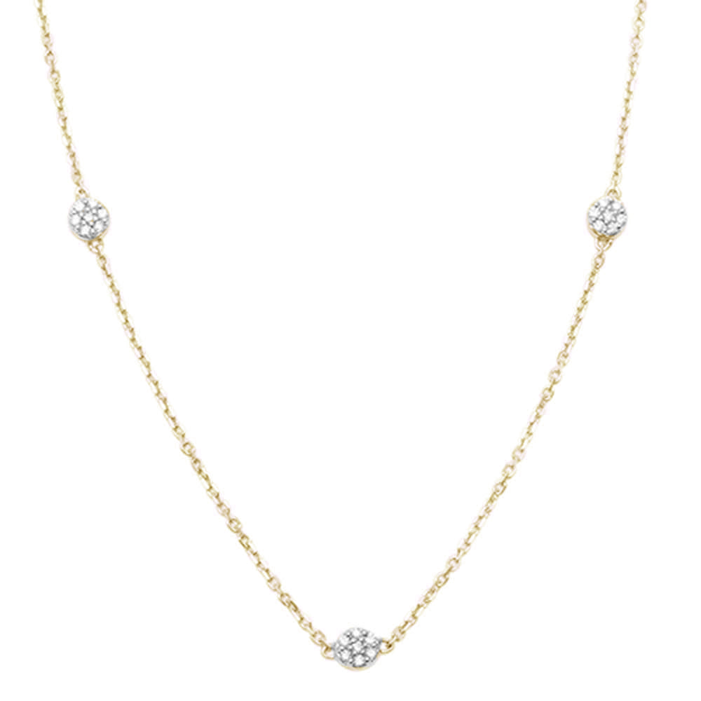 DIAMOND CLOSEOUT! .16ct 14kt Yellow Gold 3 Diamond Trendy Pendant 18" Necklace