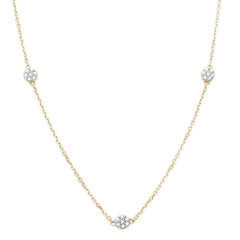 DIAMOND CLOSEOUT! .16ct 14kt Yellow Gold 3 Diamond Trendy Pendant 18" Necklace