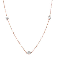DIAMOND CLOSEOUT! .16CT G SI 14KT Rose Gold Diamond Station Necklace 16" + 2" Chain