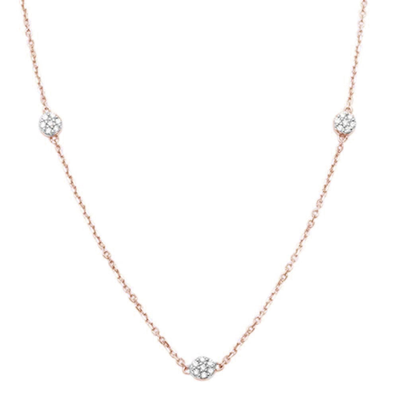 DIAMOND CLOSEOUT! .16CT G SI 14KT Rose Gold Diamond Station Necklace 16" + 2" Chain