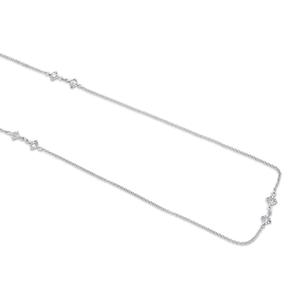 DIAMOND CLOSEOUT!  .25ct 14kt White Gold Trendy Round Diamond Pendant 20" Necklace Long