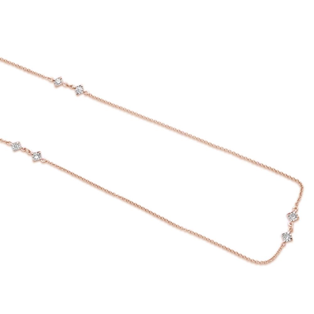 DIAMOND CLOSEOUT!  .25ct 14k Rose Gold Diamond Station Necklace 18" Long