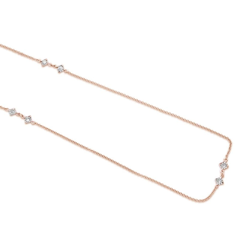 DIAMOND CLOSEOUT!  .25ct 14k Rose Gold Diamond Station Necklace 18" Long
