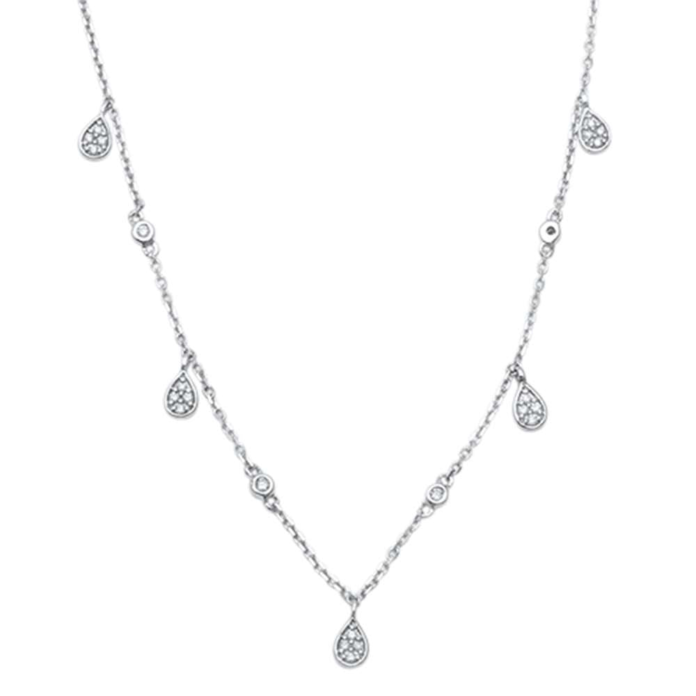 DIAMOND CLOSEOUT!  .11ct 14kt White Gold Pear Tear Drop Diamond Pendant 18" Necklace