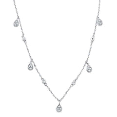 DIAMOND CLOSEOUT!  .11ct 14kt White Gold Pear Tear Drop Diamond Pendant 18" Necklace