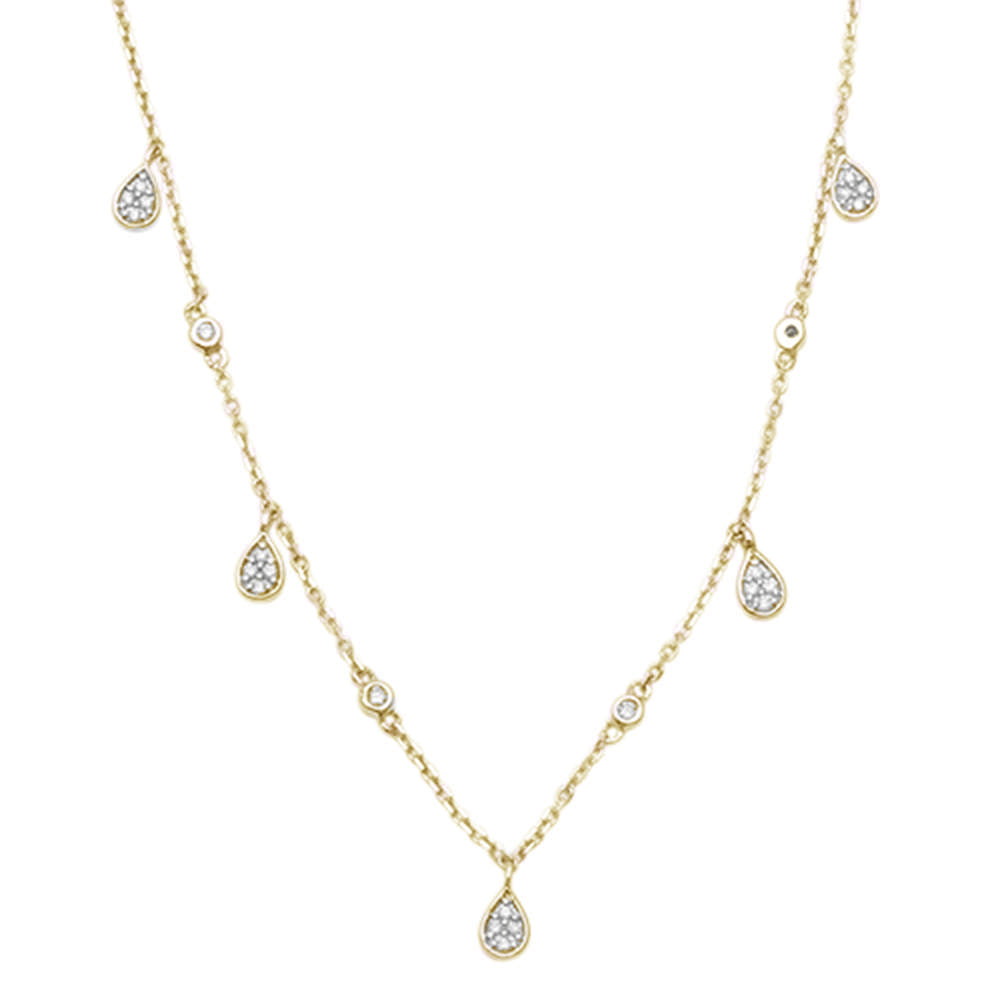 DIAMOND CLOSEOUT! .10ct 14kt Yellow Gold Pear Tear Drop Diamond Pendant 18" Necklace