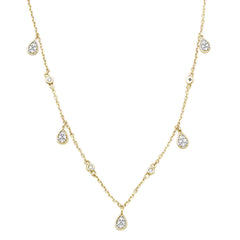 DIAMOND CLOSEOUT! .10ct 14kt Yellow Gold Pear Tear Drop Diamond Pendant 18" Necklace