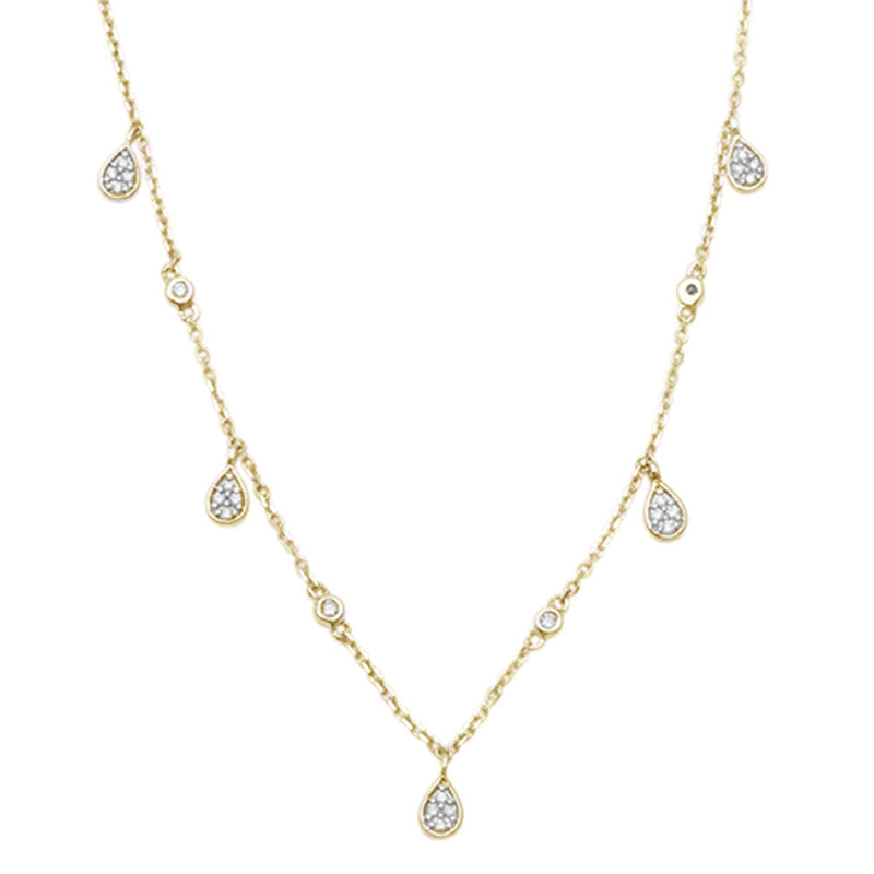 DIAMOND CLOSEOUT! .10ct 14kt Yellow Gold Pear Tear Drop Diamond Pendant 18" Necklace