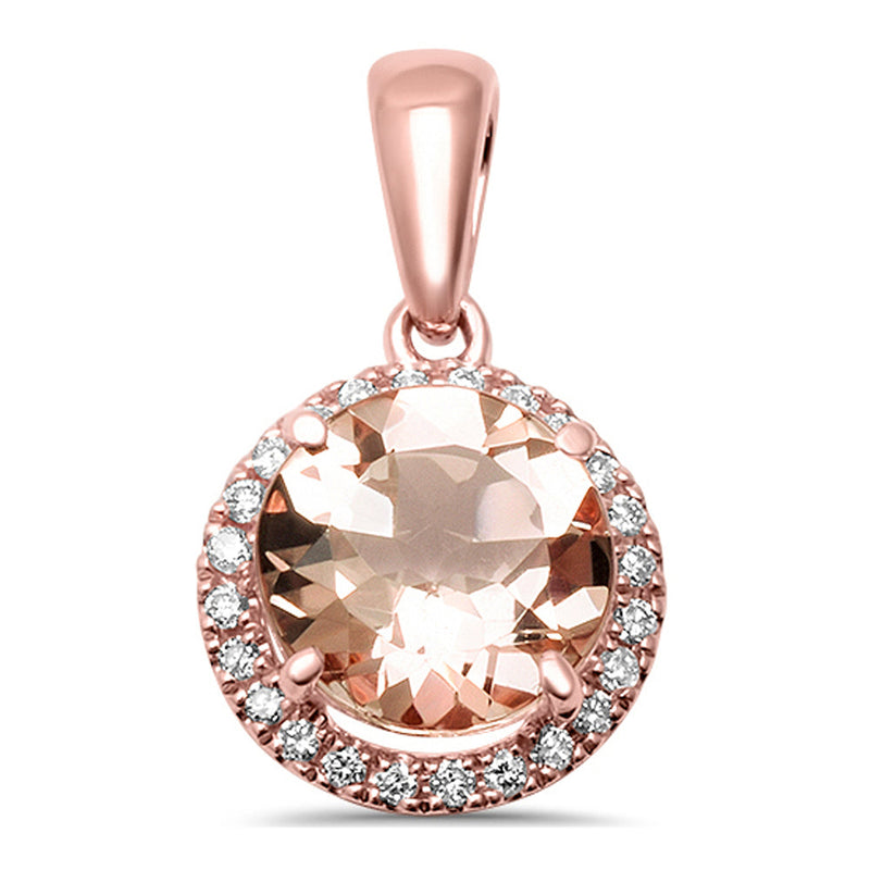 GEMSTONE CLOSEOUT ! 1.37ct 14kt Rose Gold Round Genuine Morganite Diamond Halo Drop Pendant