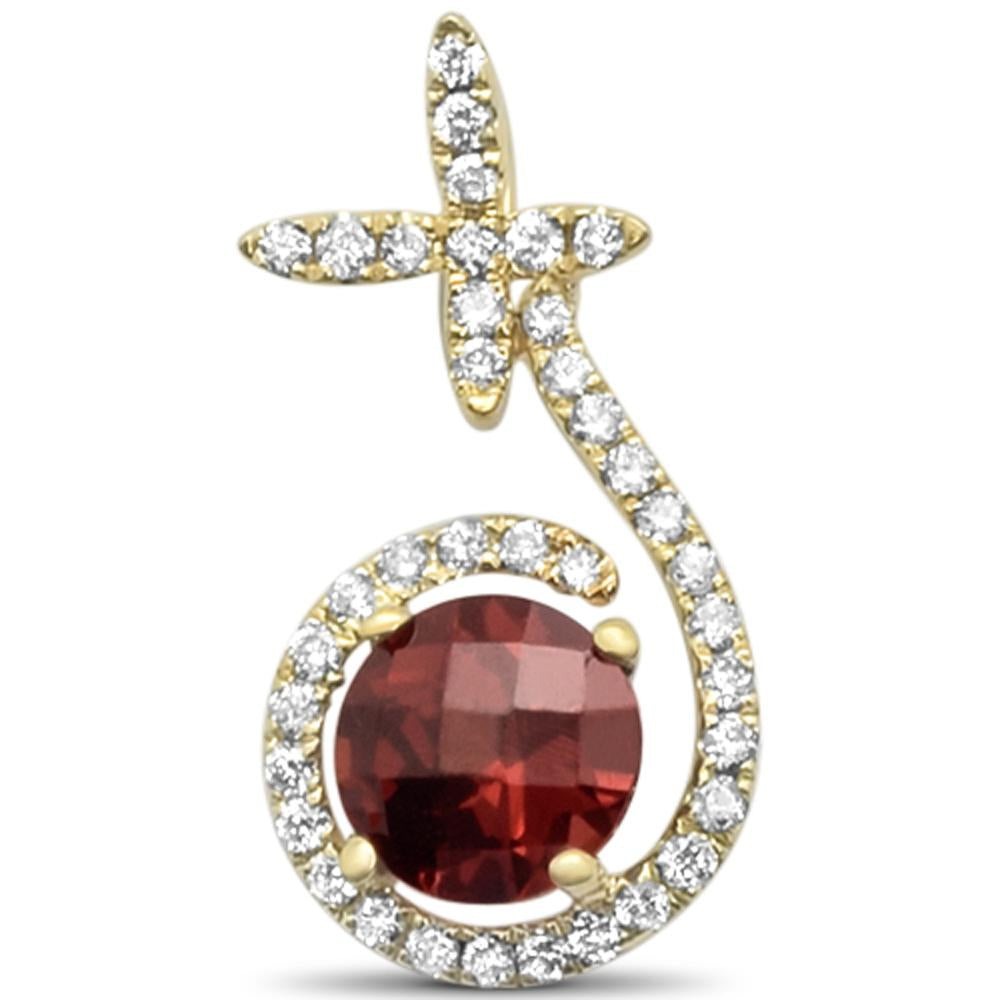 GEMSTONE CLOSEOUT ! 1.39cts 14k Yellow Gold Round Garnet & Diamond Designer Pendant