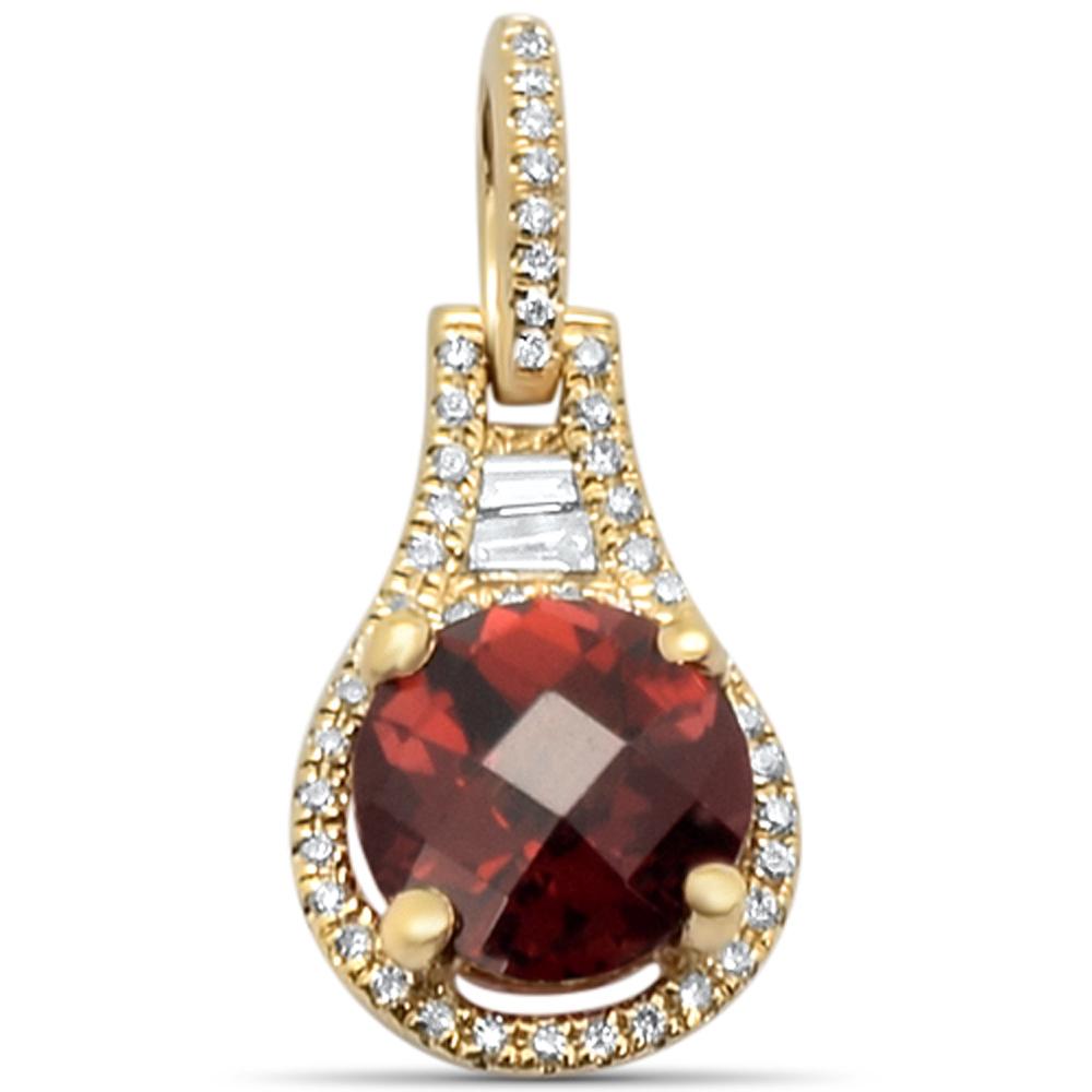 GEMSTONE CLOSEOUT ! 1.62cts 14k Yellow Gold Round Garnet & Diamond Designer Pendant