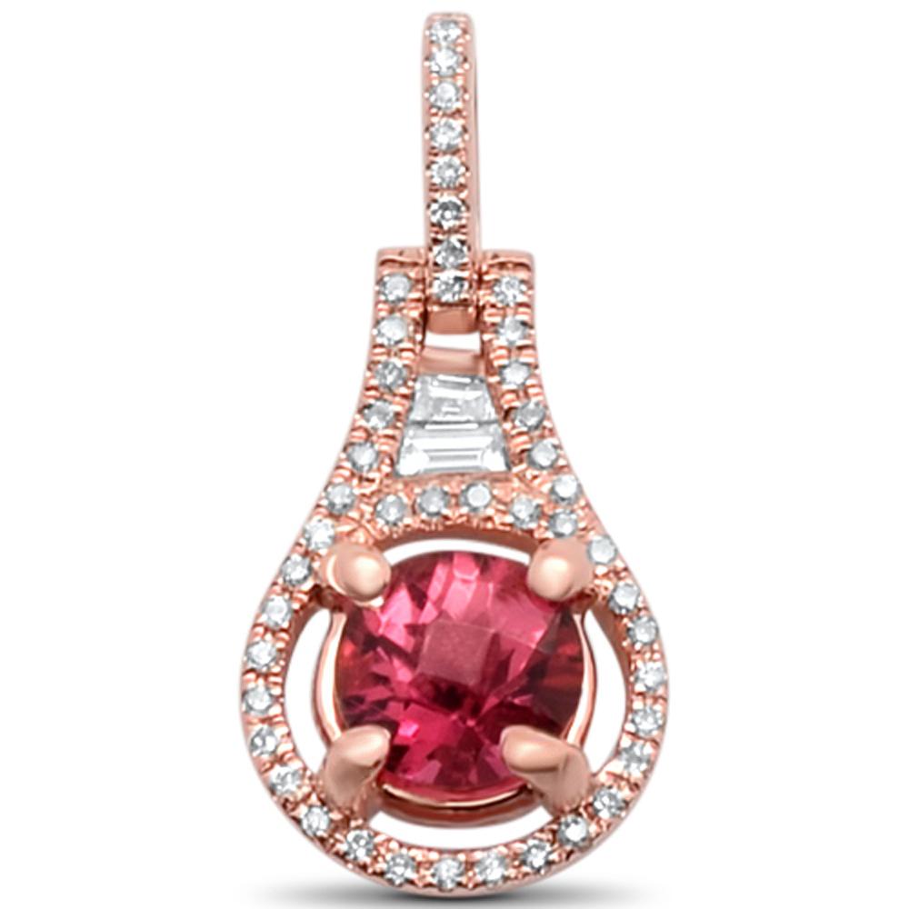 GEMSTONE CLOSEOUT! 0.61cts 14k Rose Gold Round Pink Topaz & Diamond Designer Pendant