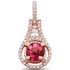 GEMSTONE CLOSEOUT! 0.61cts 14k Rose Gold Round Pink Topaz & Diamond Designer Pendant