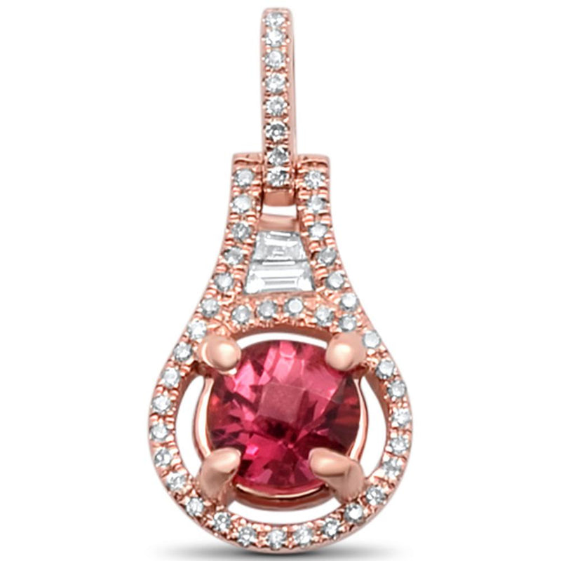 GEMSTONE CLOSEOUT! 0.61cts 14k Rose Gold Round Pink Topaz & Diamond Designer Pendant