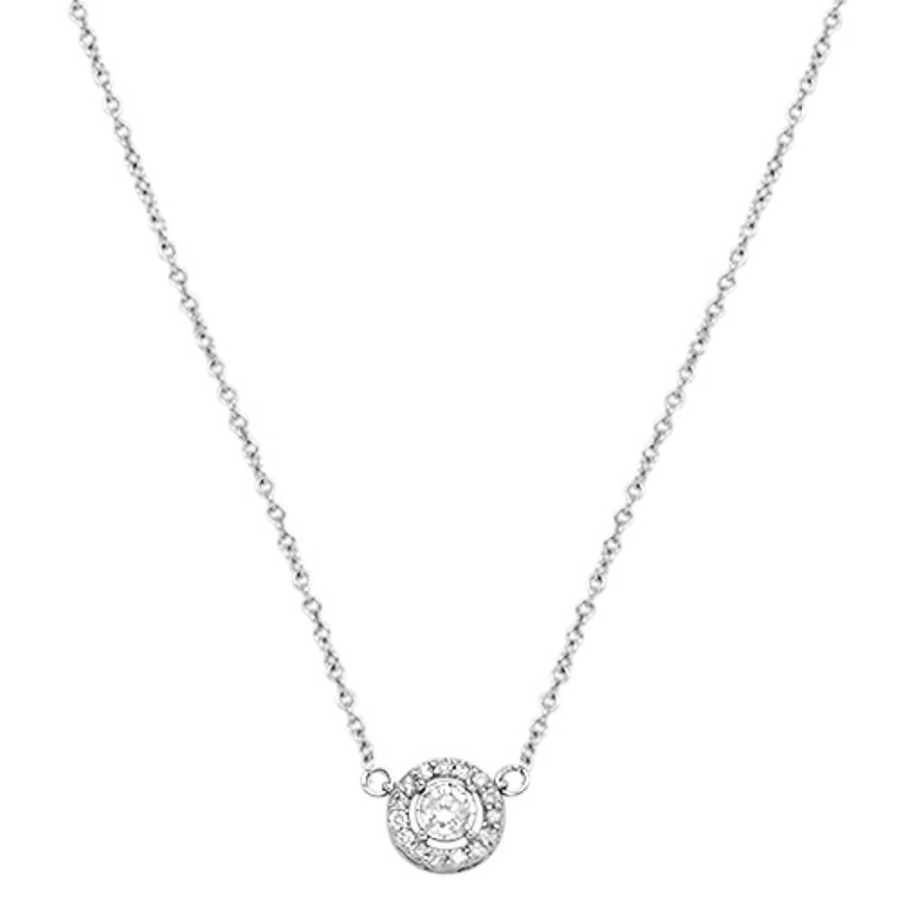 DIAMOND CLOSEOUT!  .16cts 14kt White Gold Round Diamond Solitaire Pendant Necklace 18" Long