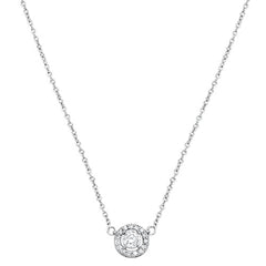 DIAMOND CLOSEOUT!  .16cts 14kt White Gold Round Diamond Solitaire Pendant Necklace 18" Long