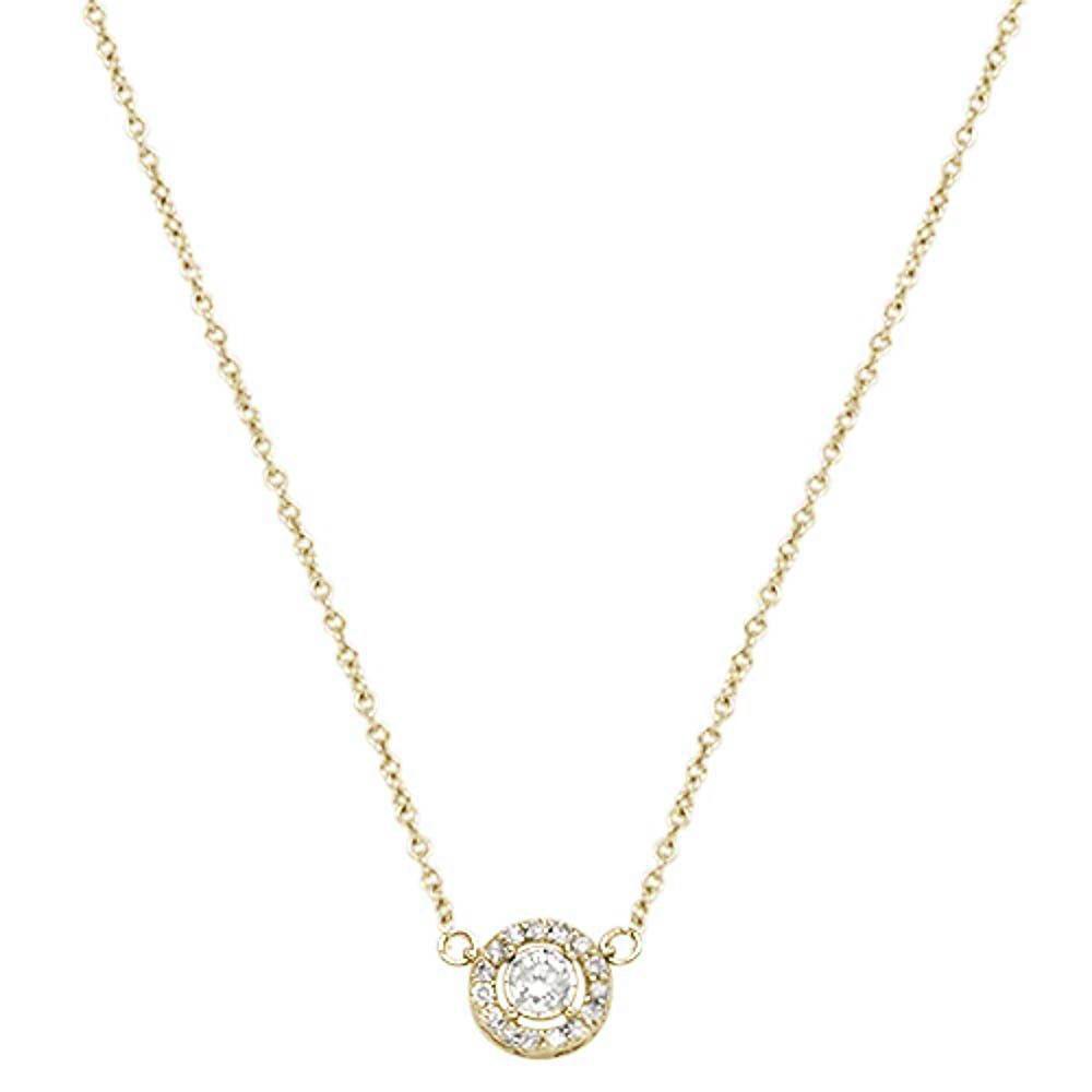 DIAMOND  CLOSEOUT! .17ct 14k Yellow Gold Diamond Round Halo Solitaire Pendant Necklace 18"