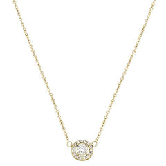 DIAMOND  CLOSEOUT! .17ct 14k Yellow Gold Diamond Round Halo Solitaire Pendant Necklace 18"