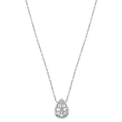 DIAMOND CLOSEOUT! .13cts 14kt White Gold Diamond Pear Shape Solitaire Pendant Necklace 18"