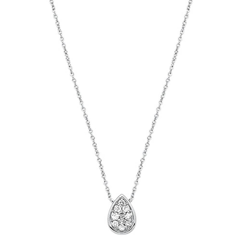 DIAMOND CLOSEOUT! .13cts 14kt White Gold Diamond Pear Shape Solitaire Pendant Necklace 18"