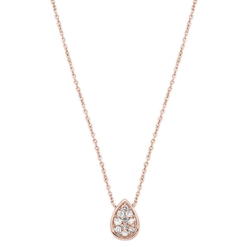DIAMOND CLOSEOUT! .13cts 14kt Rose Gold Diamond Pear Shape Solitaire Pendant Necklace 18"