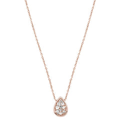 DIAMOND CLOSEOUT! .13cts 14kt Rose Gold Diamond Pear Shape Solitaire Pendant Necklace 18"