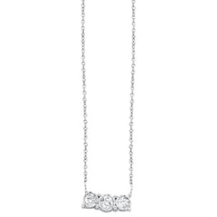 DIAMOND CLOSEOUT!  .18cts 14kt White Gold Three Stone Round Diamond Pendant Necklace 18" Long