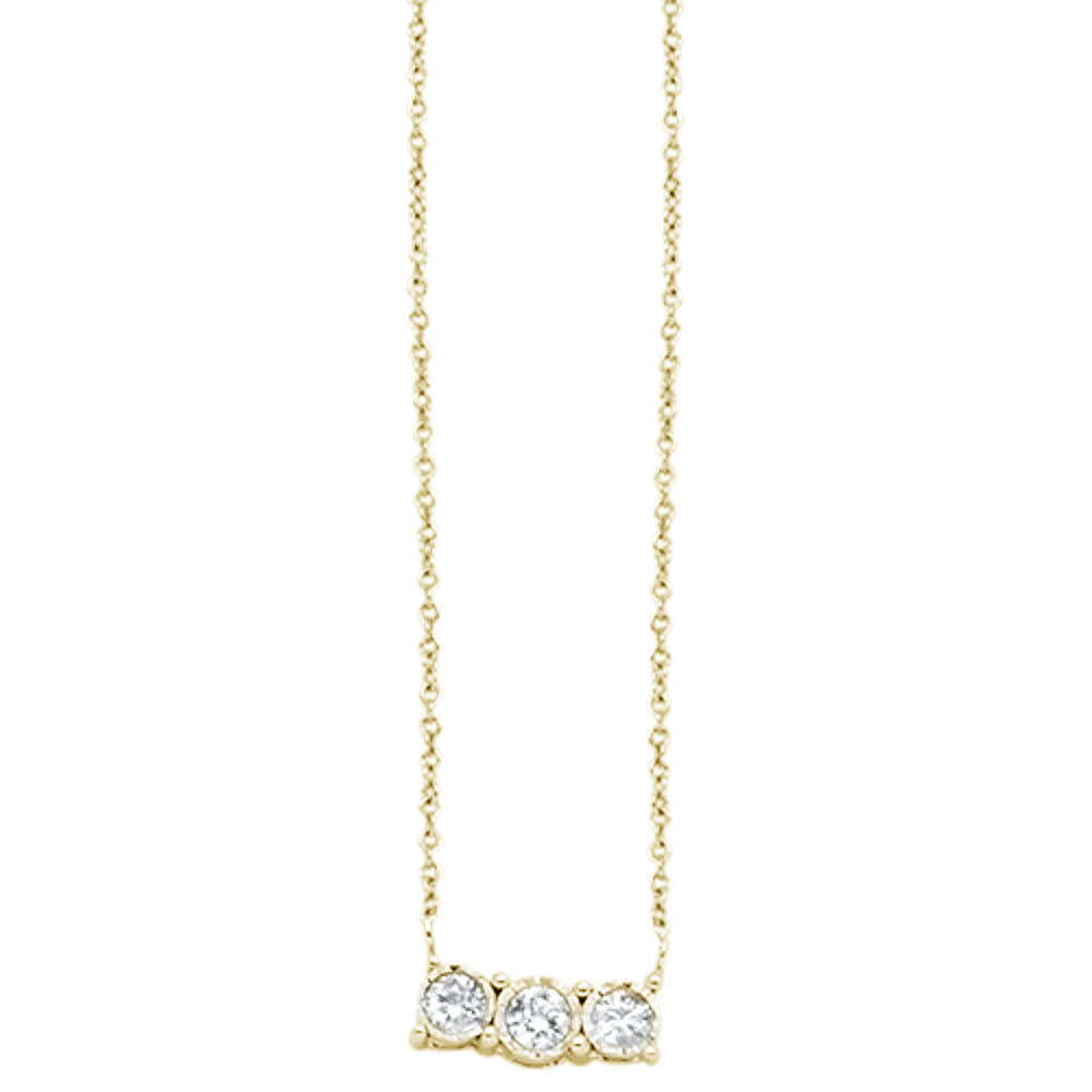 DIAMOND CLOSEOUT! .16cts 14k Yellow Gold Diamond Three Stone Pendant Necklace 18"