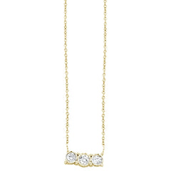 DIAMOND CLOSEOUT! .16cts 14k Yellow Gold Diamond Three Stone Pendant Necklace 18"