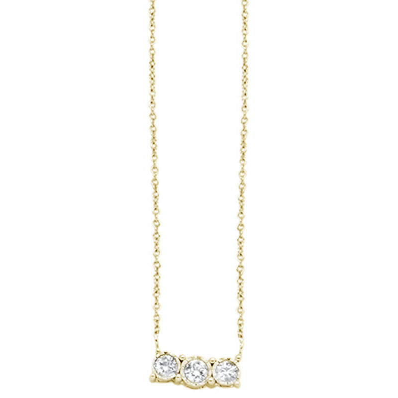 DIAMOND CLOSEOUT! .16cts 14k Yellow Gold Diamond Three Stone Pendant Necklace 18"
