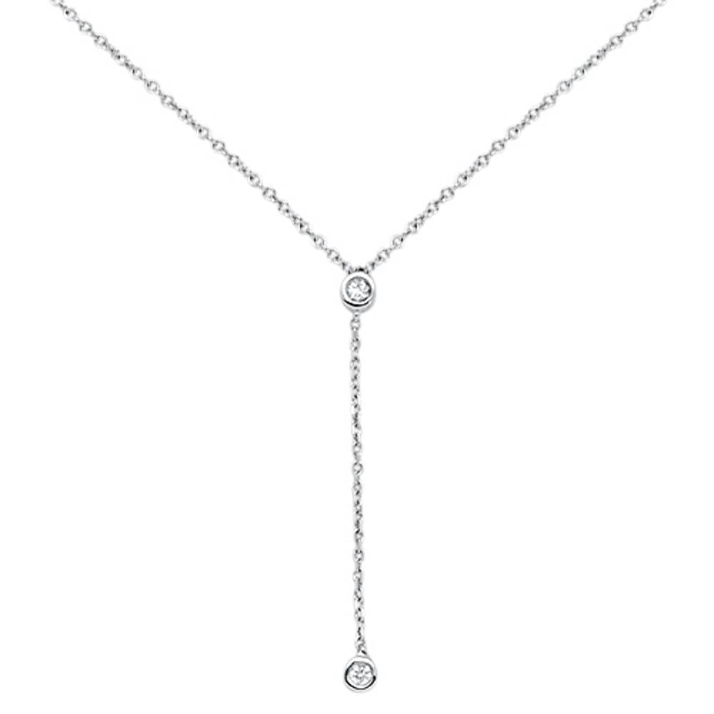 DIAMOND CLOSEOUT! .06cts 14kt White Gold Round Diamond Drop Lariat Pendant Necklace 18" Long