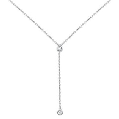 DIAMOND CLOSEOUT! .06cts 14kt White Gold Round Diamond Drop Lariat Pendant Necklace 18" Long