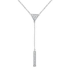 DIAMOND CLOSEOUT! .17cts 14kt White Gold Round Diamond Drop Lariat Pendant Necklace 18" Long