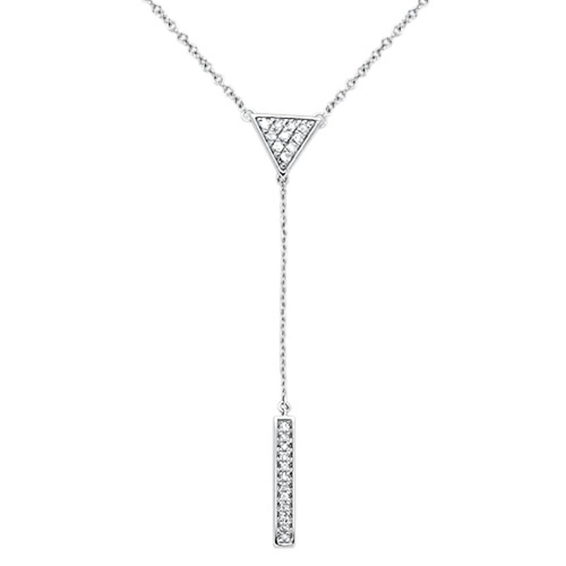 DIAMOND CLOSEOUT! .17cts 14kt White Gold Round Diamond Drop Lariat Pendant Necklace 18" Long
