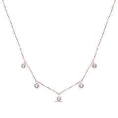 DIAMOND CLOSEOUT! .13cts 14kt Rose Gold 5 Round Diamond Pendant Necklace 18" Long