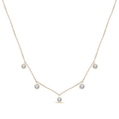 DIAMOND CLOSEOUT! .13cts 14kt Yellow Gold 5 Round Diamond Pendant Necklace 16+2" Ext Long