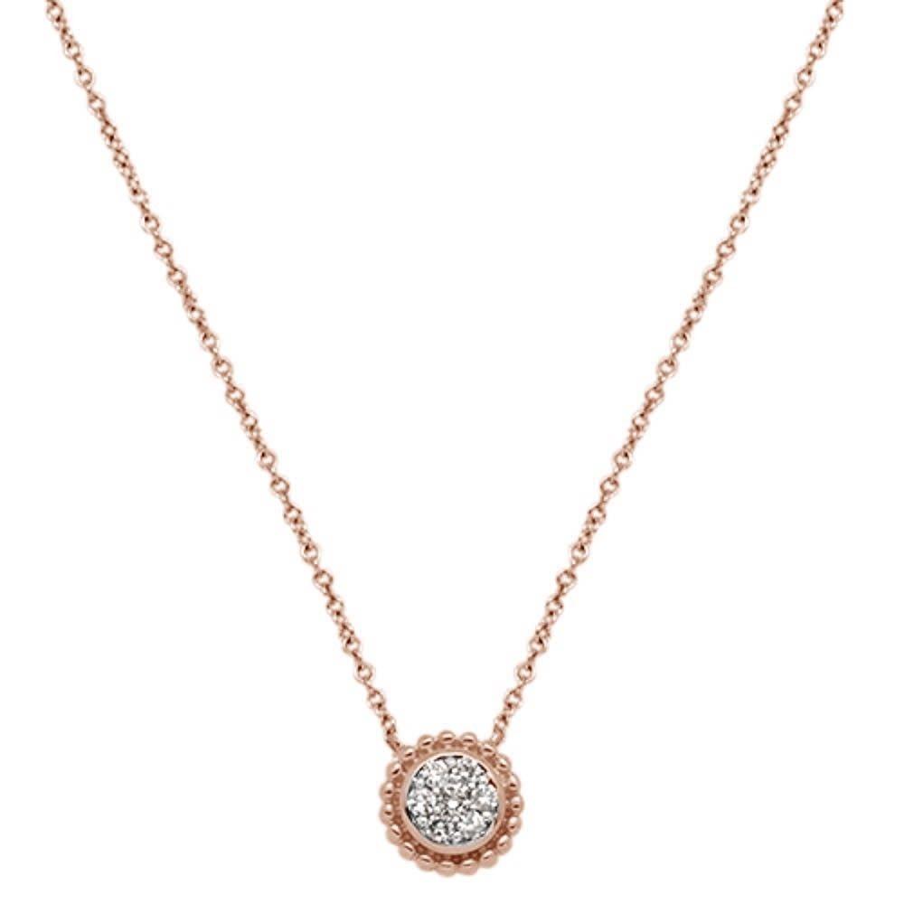 DIAMOND CLOSEOUT! .13cts 14kt Rose Gold Round Diamond Pendant Necklace 18" Long