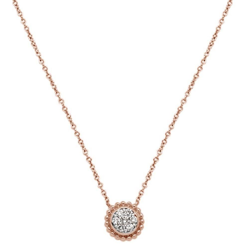 DIAMOND CLOSEOUT! .13cts 14kt Rose Gold Round Diamond Pendant Necklace 18" Long