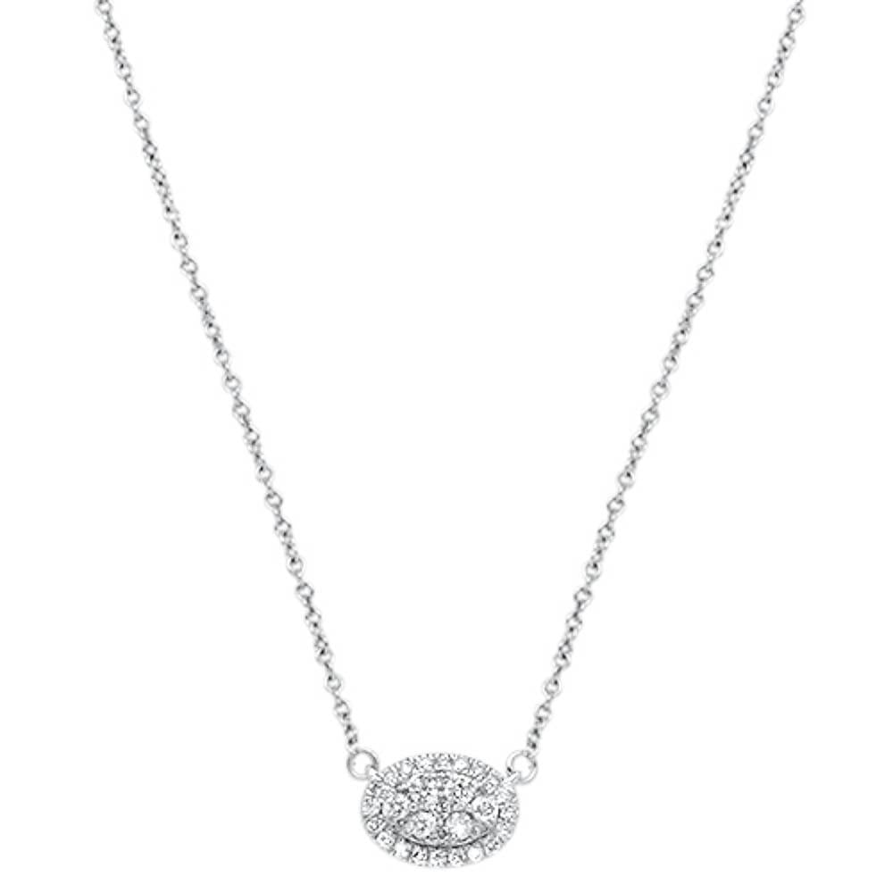 DIAMOND CLOSEOUT! .27cts 14kt White Gold Round Diamond Oval Pendant Necklace 18"