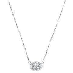 DIAMOND CLOSEOUT! .27cts 14kt White Gold Round Diamond Oval Pendant Necklace 18"