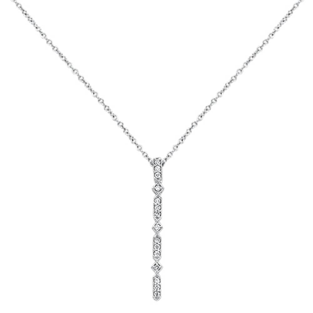 DIAMOND CLOSEOUT!  .09cts 14kt White Gold Round Diamond Drop Lariat Pendant Necklace 18" Long