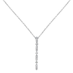 DIAMOND CLOSEOUT!  .09cts 14kt White Gold Round Diamond Drop Lariat Pendant Necklace 18" Long