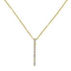 DIAMOND CLOSEOUT!  .08ct 14k Yellow Gold Diamond Lariat Drop Modern Pendant Necklace 18" Long