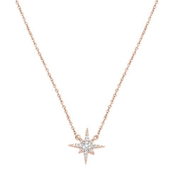 DIAMOND CLOSEOUT! .10ct 14k Rose Gold Diamond Starburst Charm Pendant Necklace 18" Long