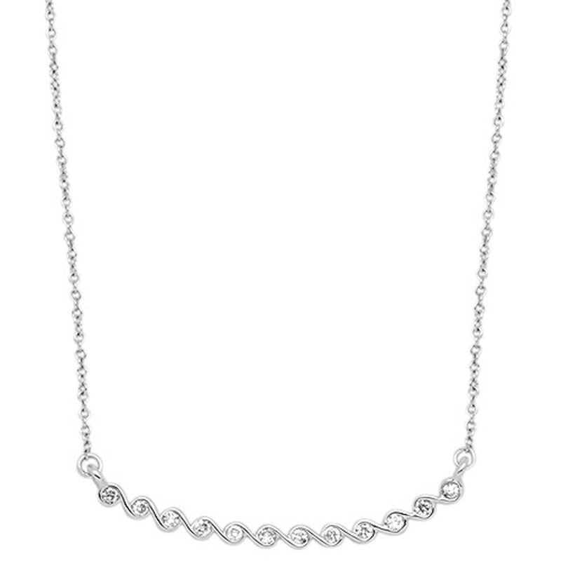 DIAMOND CLOSEOUT! .13cts 14kt White Gold Round Diamond Pendant Necklace 18" Long