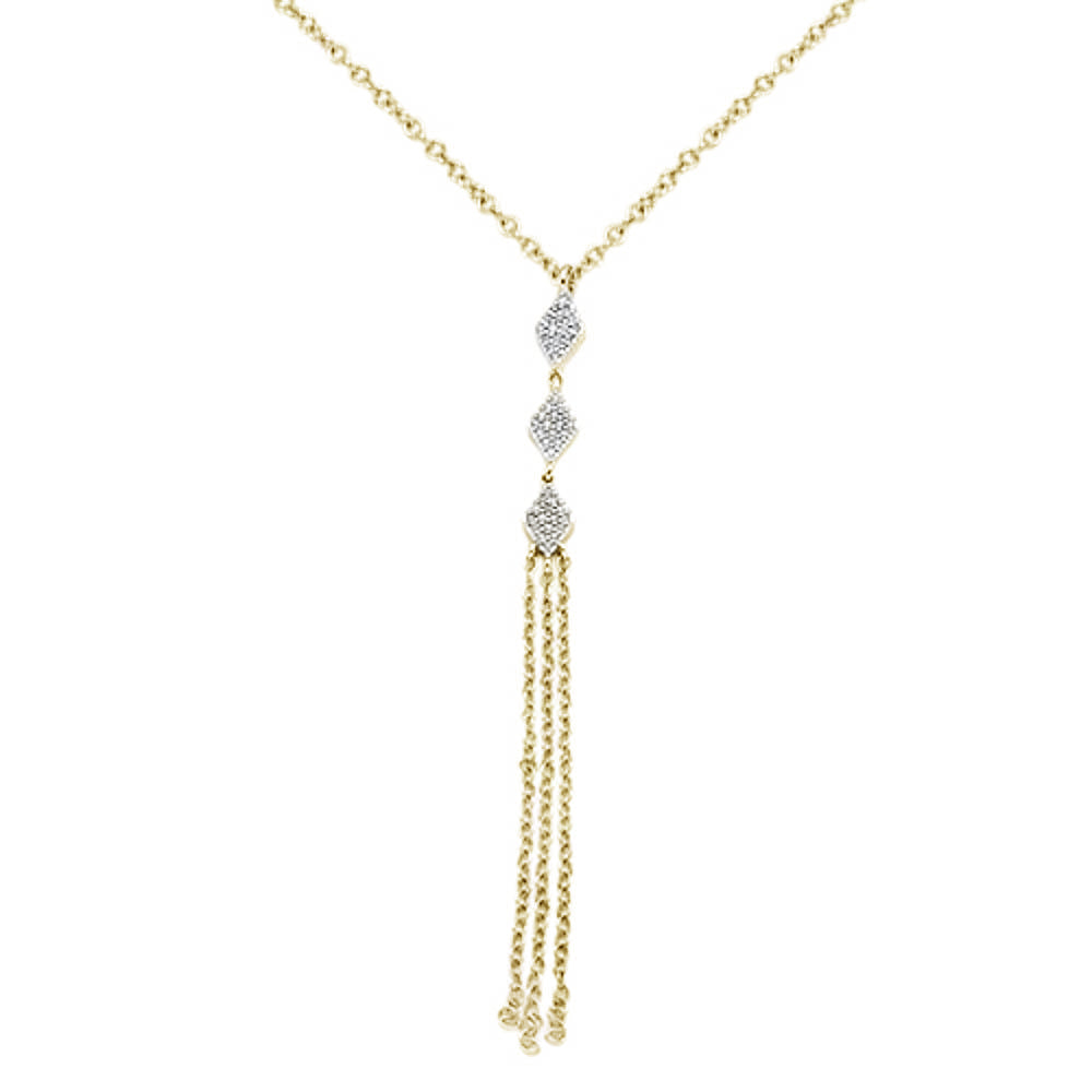 SPECIAL!.10cts 14kt Yellow Gold Round Diamond Drop Dangle Tassel Necklace 18" Long